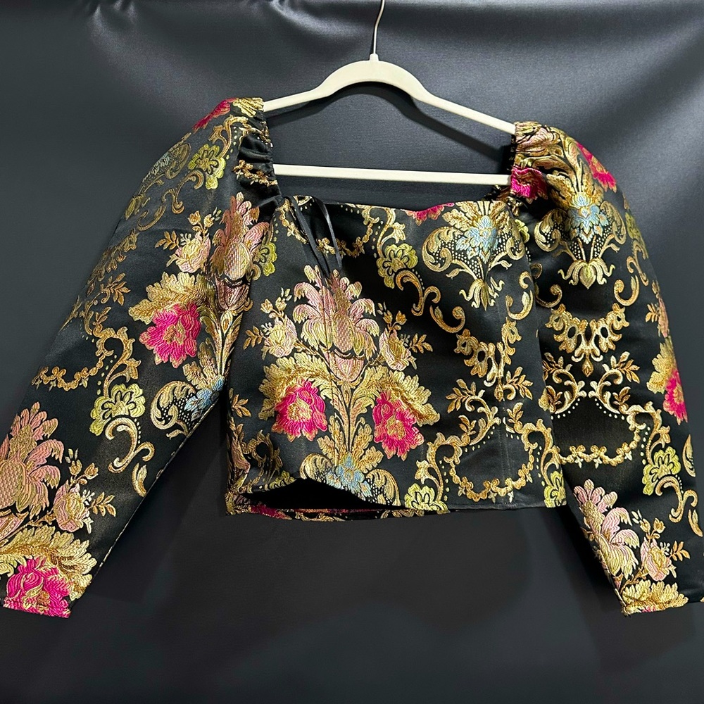 Embroidered Organza Off The Shoulder Top